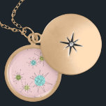 Pink Iconic Atomic Starbursts Necklace<br><div class="desc">This Pink Iconic Atomic Starbursts Necklace pattern features iconic atomic starbursts. That’s right! The old school, First Lady Pink colored background with gold speckles is the perfect backdrop for the vibrant turquoise, soothing celery, and kitschy pear green colored circles. The spots of color are sporadically placed in various sizes with...</div>