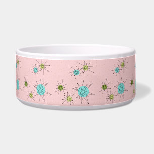 Pink Iconic Atomic Starbursts Pet Bowl
