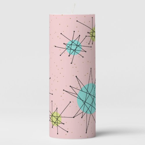 Pink Iconic Atomic Starbursts Pillar Candle