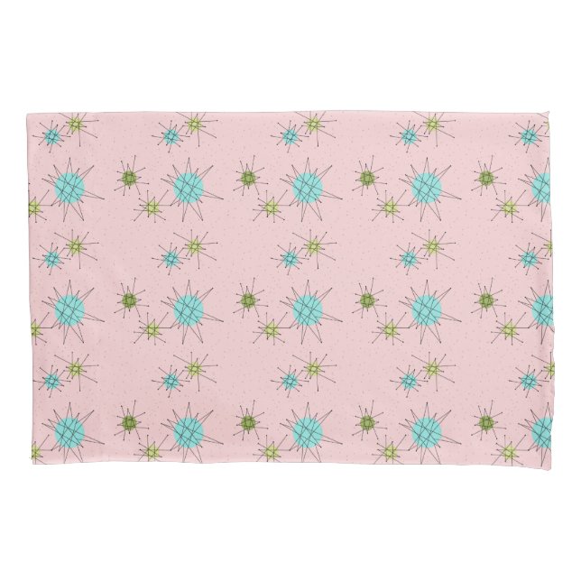 Pink Iconic Atomic Starbursts Pillowcase (Front)