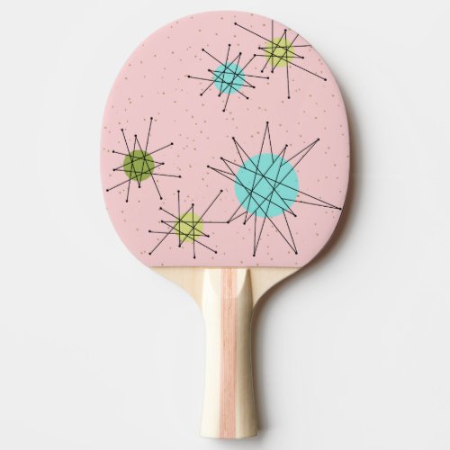 Pink Iconic Atomic Starbursts Ping Pong Paddle