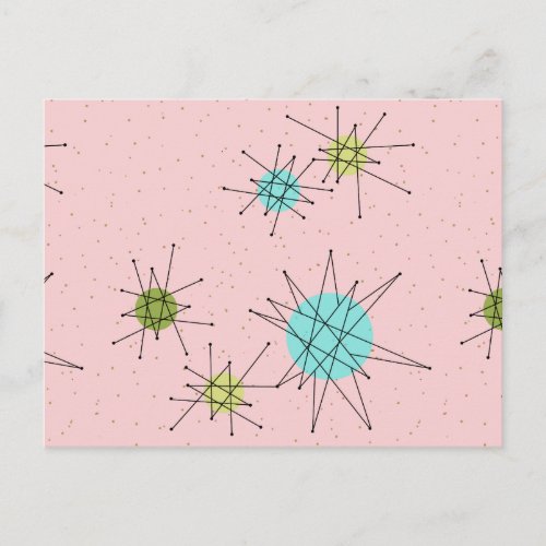 Pink Iconic Atomic Starbursts Postcard