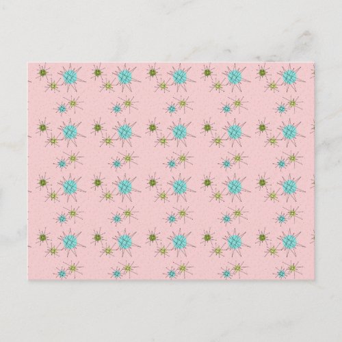 Pink Iconic Atomic Starbursts Postcard