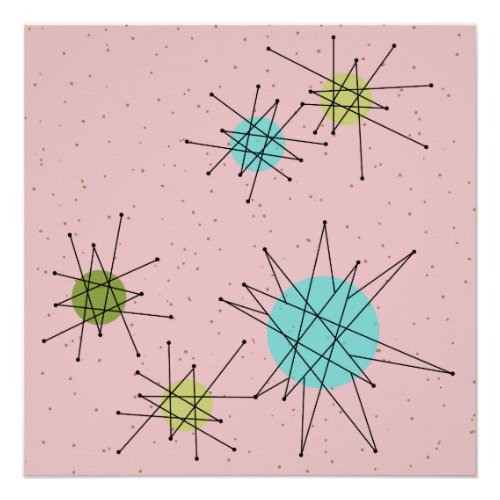 Pink Iconic Atomic Starbursts Poster