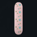 Pink Iconic Atomic Starbursts Skateboard<br><div class="desc">This Pink Iconic Atomic Starbursts Skateboard pattern features iconic atomic starbursts. That’s right! The old school, First Lady Pink colored background with gold speckles is the perfect backdrop for the vibrant turquoise, soothing celery, and kitschy pear green colored circles. The spots of color are sporadically placed in various sizes with...</div>