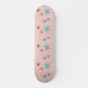 Pink Iconic Atomic Starbursts Skateboard Deck