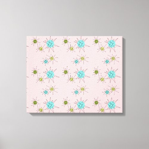 Pink Iconic Atomic Starbursts Stretched Canvas
