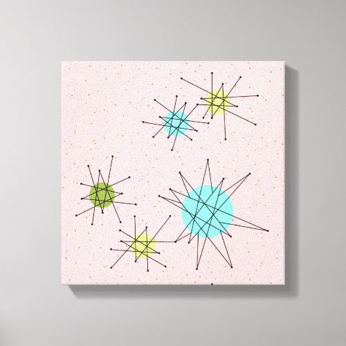 Pink Iconic Atomic Starbursts Stretched Canvas