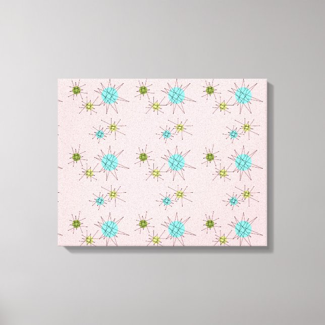 Pink Iconic Atomic Starbursts Stretched Canvas Print (Front)