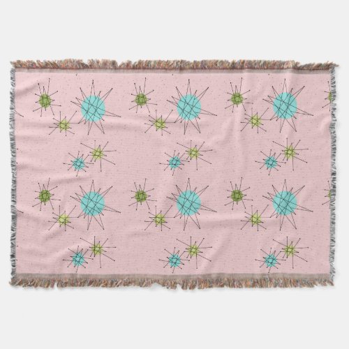 Pink Iconic Atomic Starbursts Throw Blanket