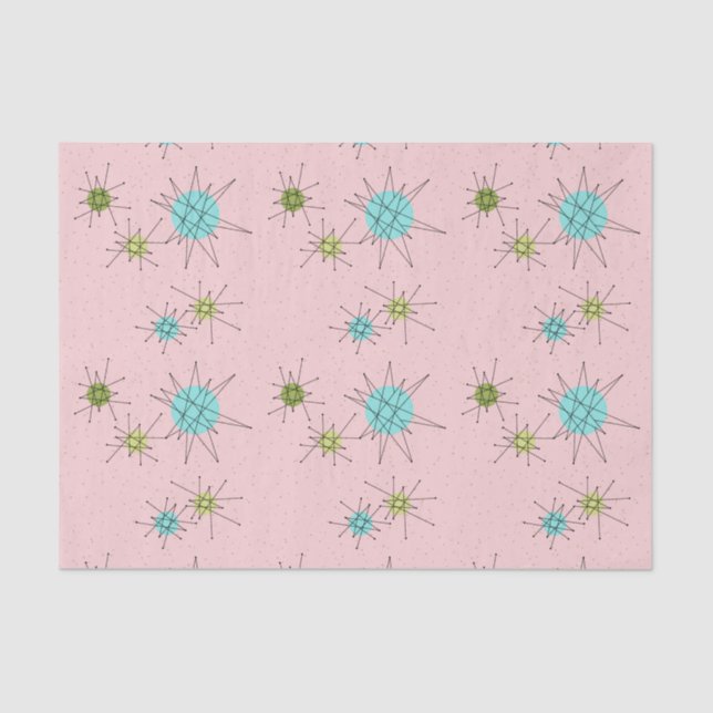 Pink Iconic Atomic Starbursts Tissue Paper (Front)