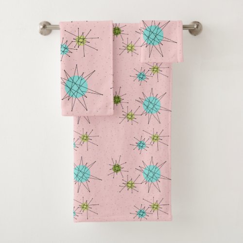 Pink Iconic Atomic Starbursts Towel Set