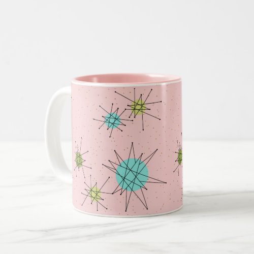 Pink Iconic Atomic Starbursts Two_Tone Mug