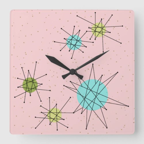 Pink Iconic Atomic Starbursts Wall Clock