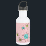 Pink Iconic Atomic Starbursts Water Bottle<br><div class="desc">This Pink Iconic Atomic Starbursts Water Bottle pattern features iconic atomic starbursts. That’s right! The old school, First Lady Pink colored background with gold speckles is the perfect backdrop for the vibrant turquoise, soothing celery, and kitschy pear green colored circles. The spots of color are sporadically placed in various sizes...</div>