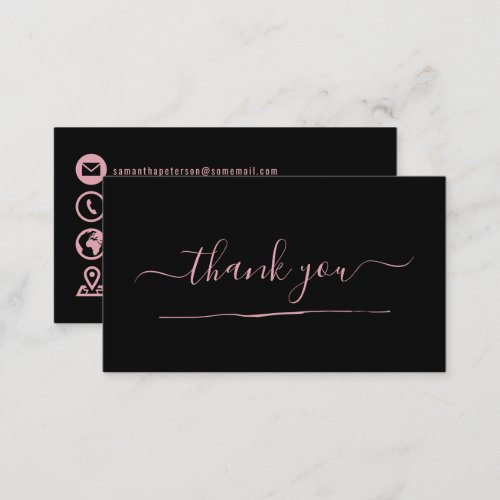 Pink icons thank you enclosure card