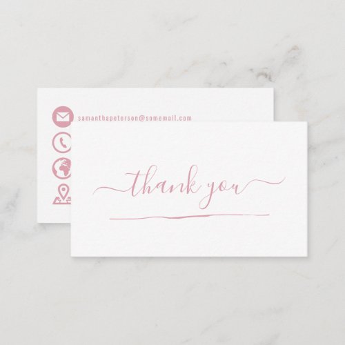 Pink icons thank you enclosure card