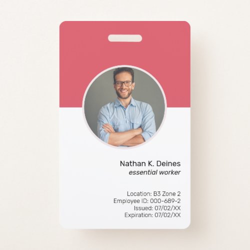 Pink ID  Employee Photo ID Company Security Badge