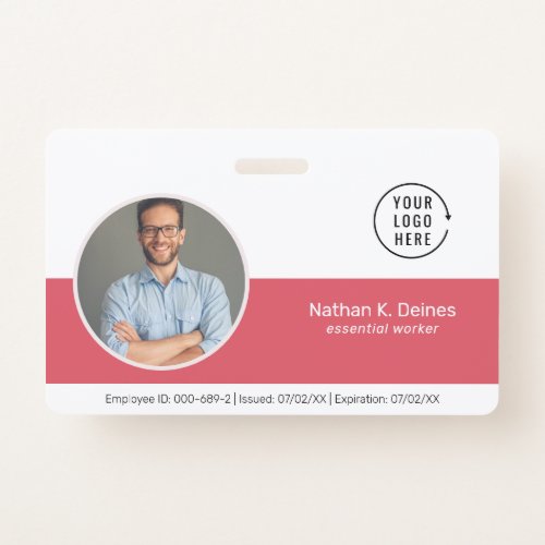 Pink ID  Employee Photo ID Company Security Badge