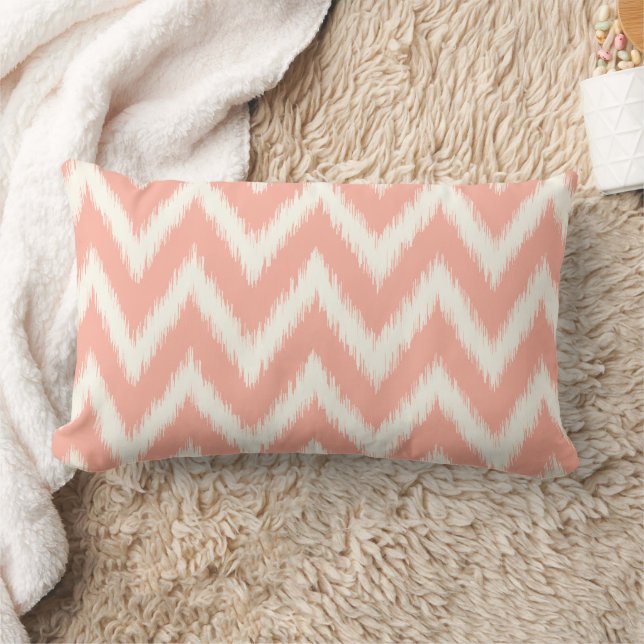 Pink Ikat Chevron Lumbar Pillow (Blanket)