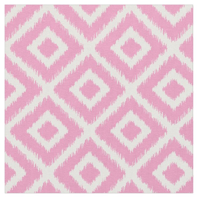 Pink Ikat Diamonds Fabric (Close Up)
