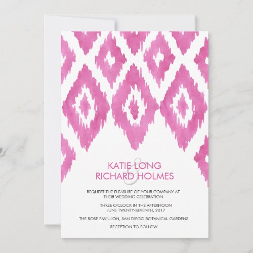 Pink Ikat Wedding Invitation