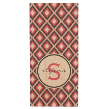 Pink Ikat Wood Usb Flash Drive by snowfinch at Zazzle