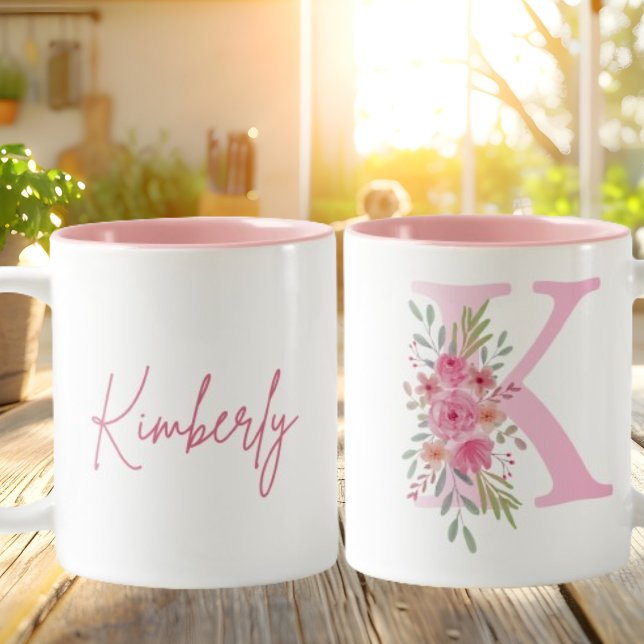 Pink Illustrated Floral Name Mug (Creator Uploaded)