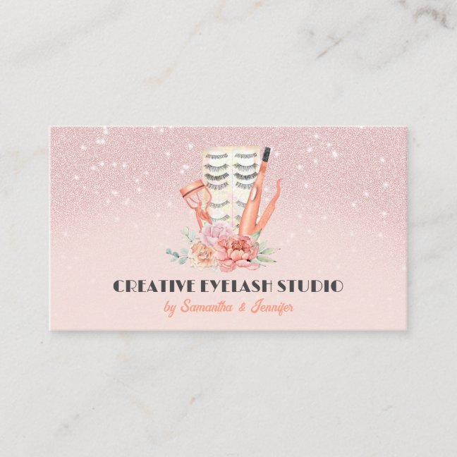 Pink Illustrated Tweezer Curler Eyelashes Business Card