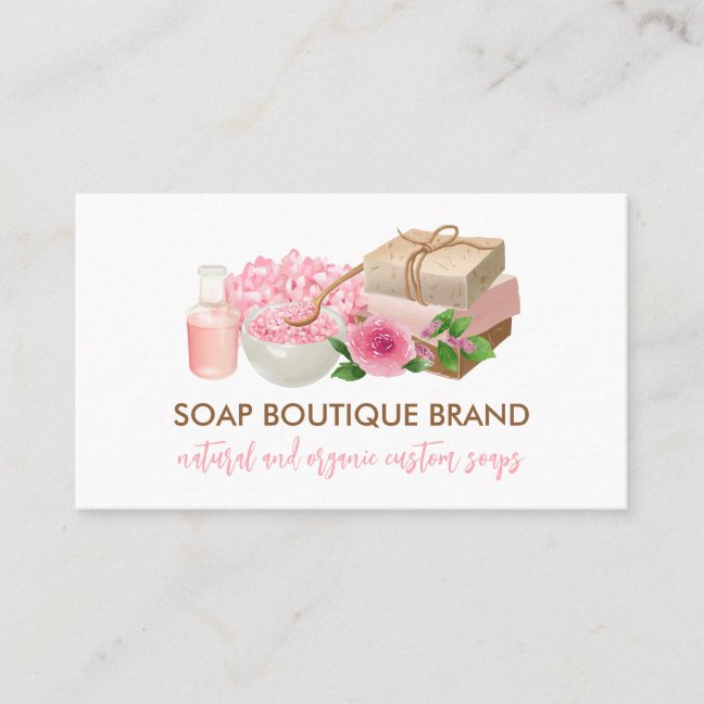 Pink Illustration Handmade Craft Soap Maker Business Card
