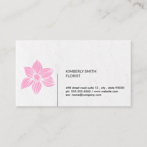 Pink Illustrative Florist Flowers Business Card