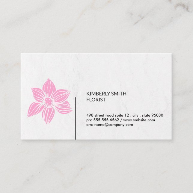 Pink Illustrative Florist Flowers Business Card (Front)