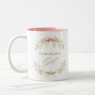Pink I'm literally just a girl viral teen gift Two-Tone Coffee Mug