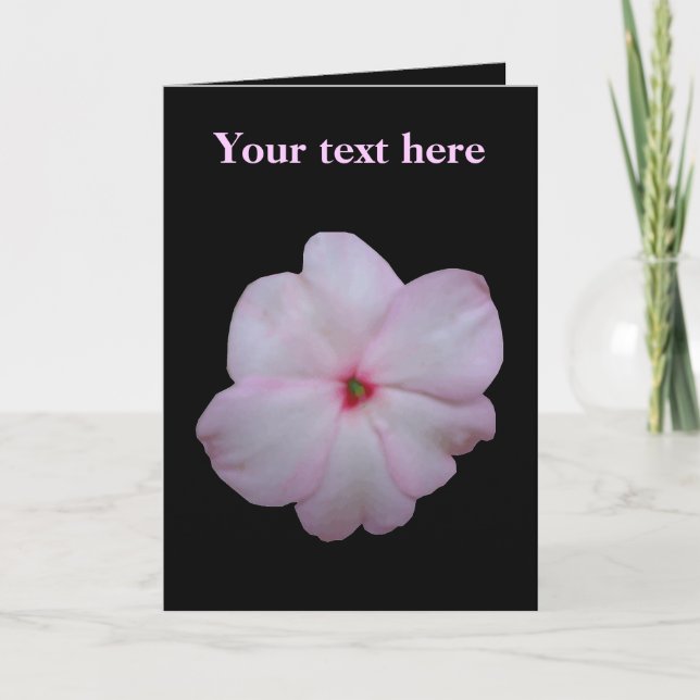 Pink Impatiens Customizable Greeting Card (Front)