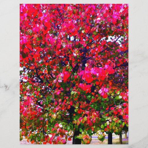 Pink impressionistic Autumn Leaves trees