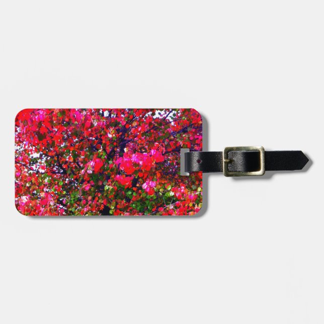 Pink impressionistic Autumn Leaves trees Luggage Tag (Front Horizontal)