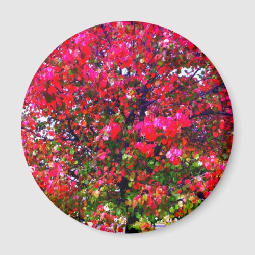 Pink impressionistic Autumn Leaves trees Magnet