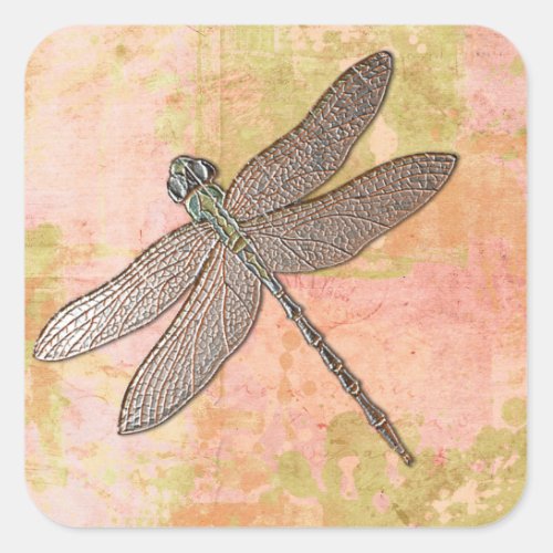 Pink Impressions Dragonfly Square Sticker