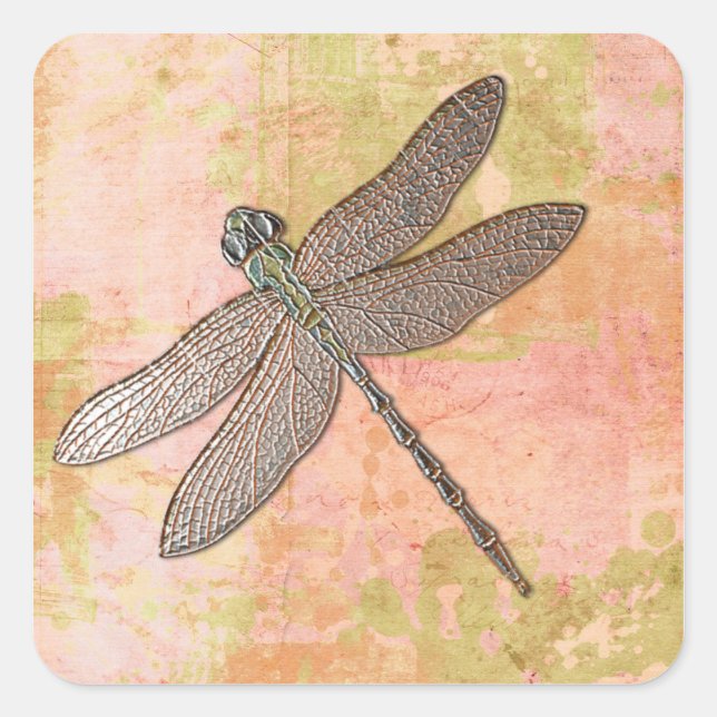 Pink Impressions Dragonfly Square Sticker (Front)