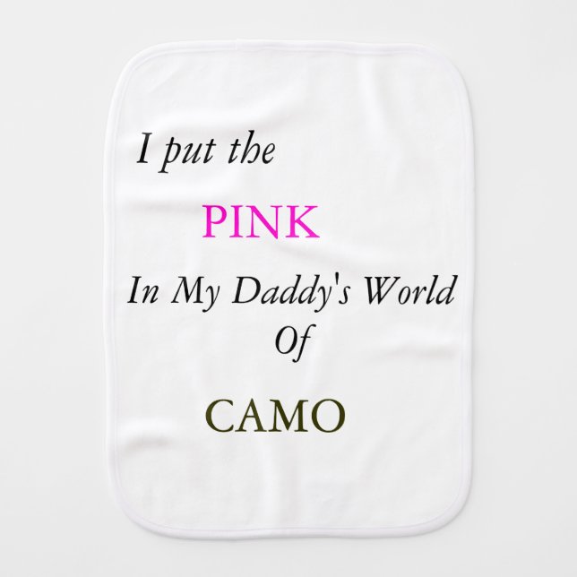 Pink in CAMO Baby Burp Cloth (Front)