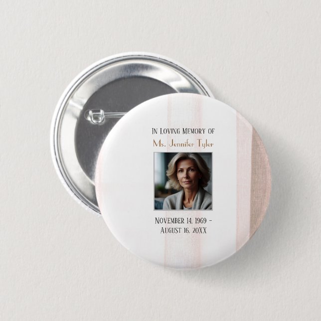 Pink In Loving Memory Funeral Memorial  Keepsake Button (Front & Back)