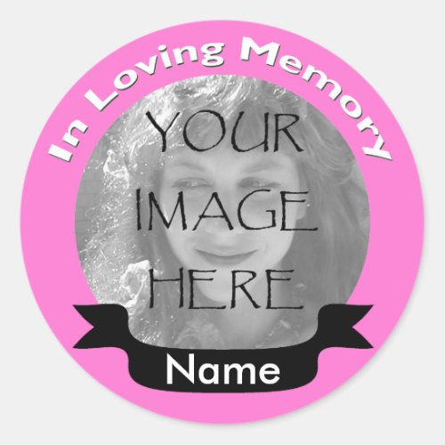 Pink In Loving Memory Photo Stickers
