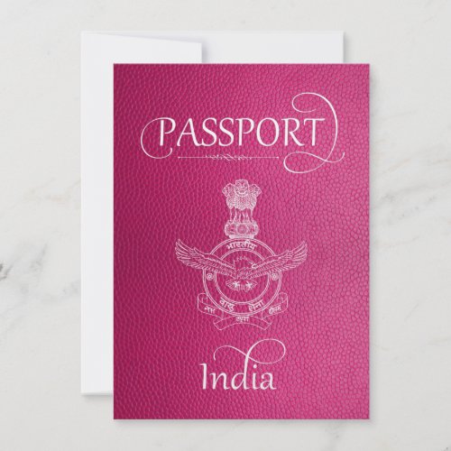 Pink India Passport Save the Date Card