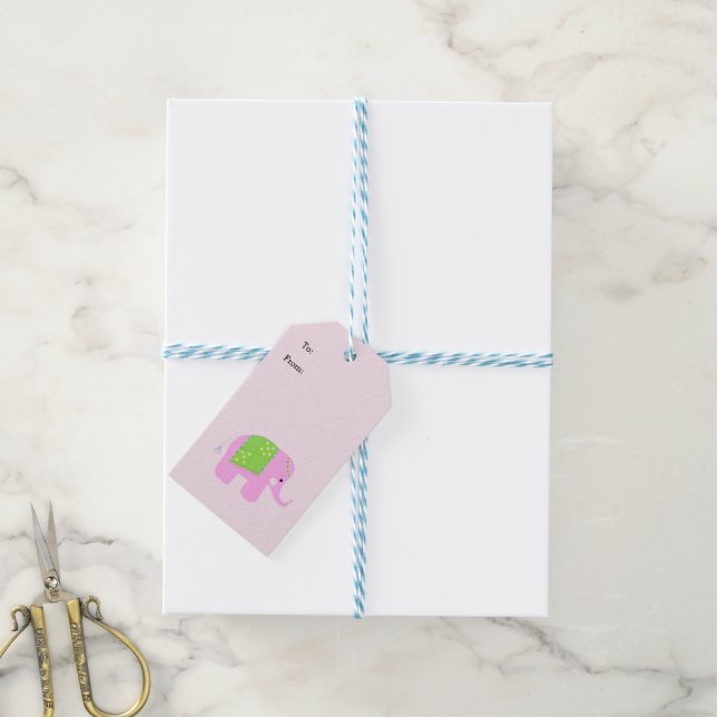 Pink Indian Elephant Gift Tags (With Twine)