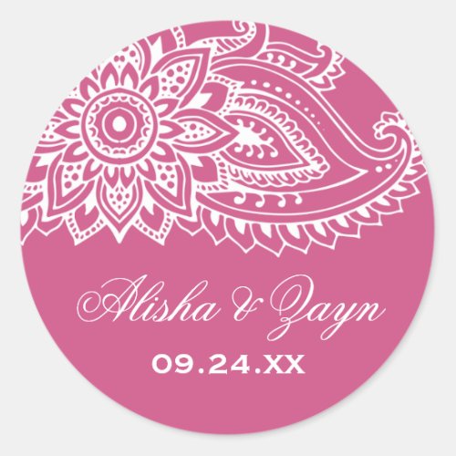 Pink Indian Paisley Wedding Envelope Seals
