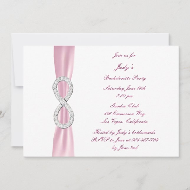 Pink Infinity  Bachelorette Party Invitation (Front)