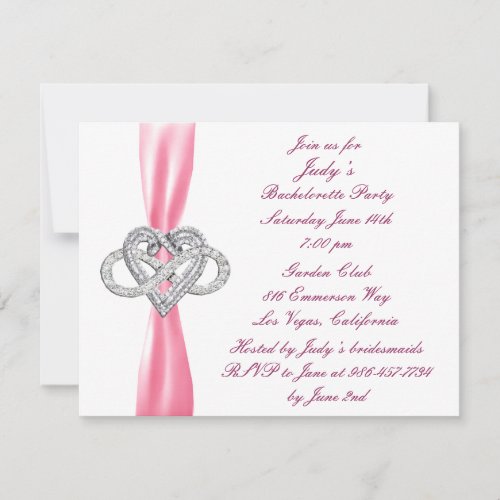 Pink Infinity Heart Bachelorette Party Invitation