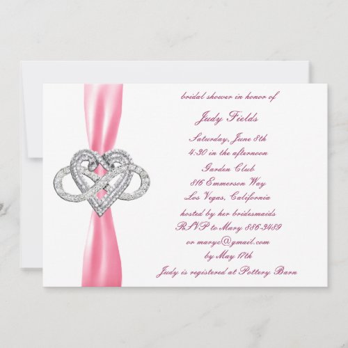 Pink Infinity Heart Bridal Shower Invitation