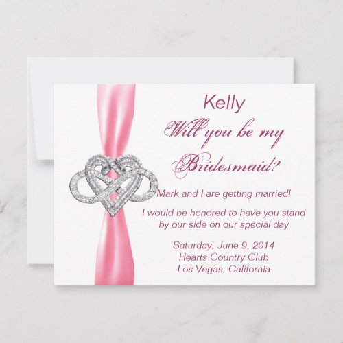 Pink Infinity Heart Bridesmaid Card