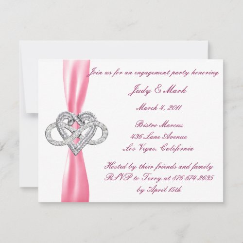 Pink Infinity Heart Engagement Party Invitation